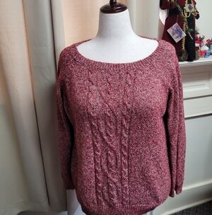 Laura Scott Red Sweater With Gold Thread Sparkle XL